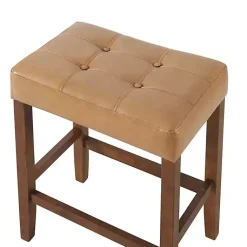Kirklands Home Bar Stools & Counter Height Stools|Faux Leather Madison Walnut Counter Stool Tan