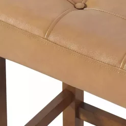 Kirklands Home Bar Stools & Counter Height Stools|Faux Leather Madison Walnut Counter Stool Tan