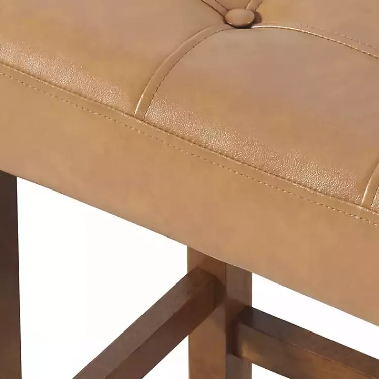 Kirklands Home Bar Stools & Counter Height Stools|Faux Leather Madison Walnut Counter Stool Tan