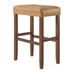 Kirklands Home Bar Stools & Counter Height Stools|Faux Leather Madison Walnut Bar Stool Tan
