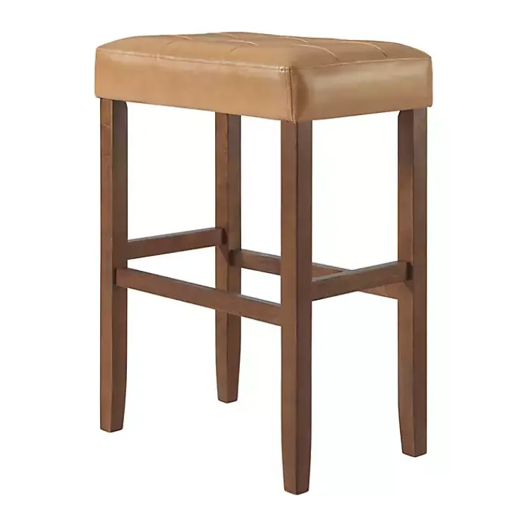 Kirklands Home Bar Stools & Counter Height Stools|Faux Leather Madison Walnut Bar Stool Tan