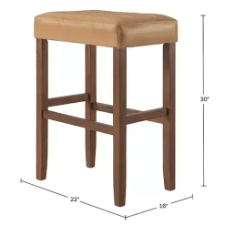 Kirklands Home Bar Stools & Counter Height Stools|Faux Leather Madison Walnut Bar Stool Tan