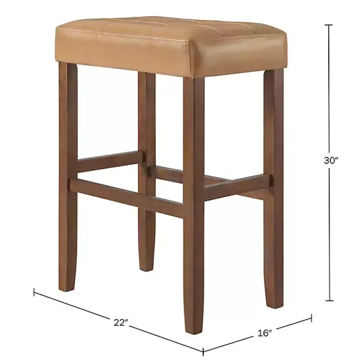 Kirklands Home Bar Stools & Counter Height Stools|Faux Leather Madison Walnut Bar Stool Tan
