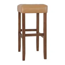 Kirklands Home Bar Stools & Counter Height Stools|Faux Leather Madison Walnut Bar Stool Tan