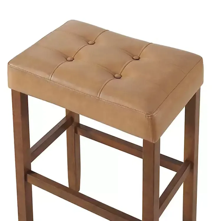 Kirklands Home Bar Stools & Counter Height Stools|Faux Leather Madison Walnut Bar Stool Tan