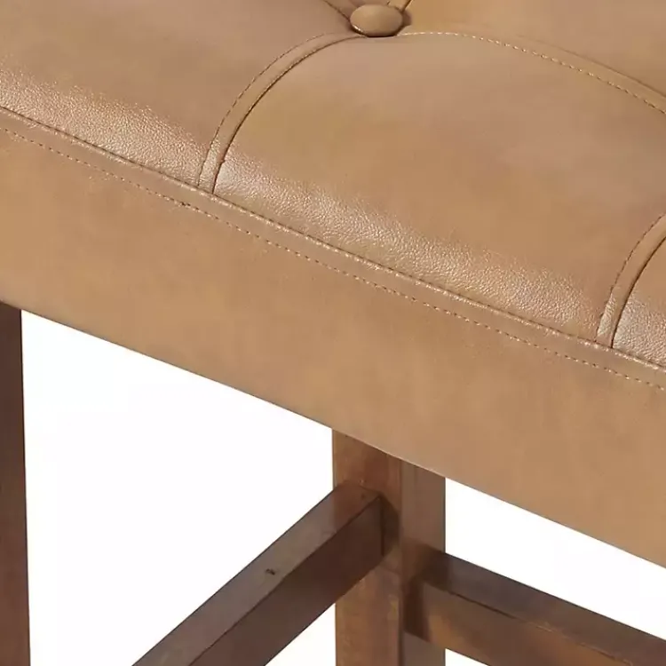 Kirklands Home Bar Stools & Counter Height Stools|Faux Leather Madison Walnut Bar Stool Tan