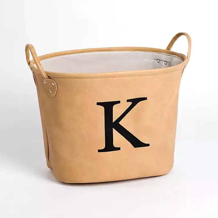 Sale Faux Leather Monogram K Bin Baskets & Boxes