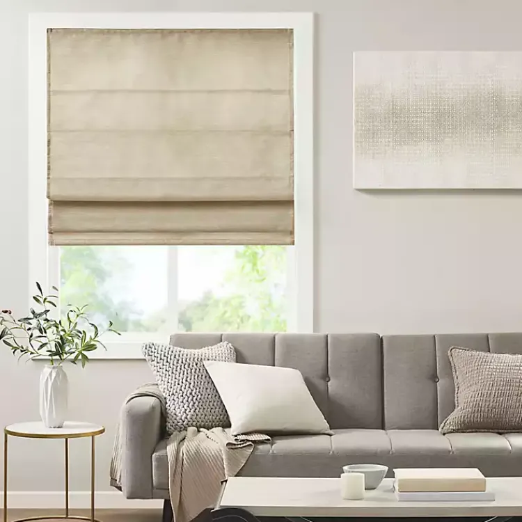 Kirklands Home Curtains & Drapes|Faux Silk Room Darkening Roman Shade, 31 in. Tan