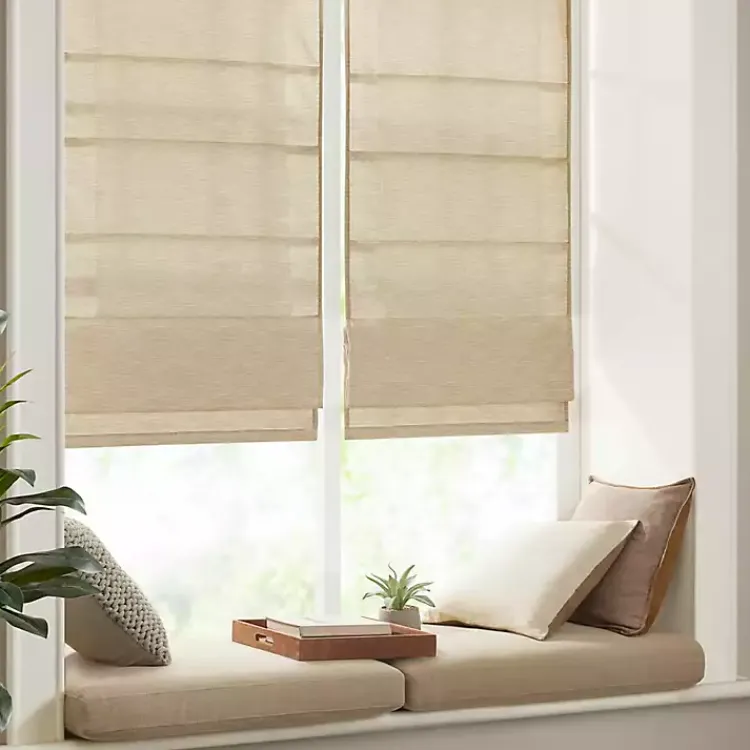 Kirklands Home Curtains & Drapes|Faux Silk Room Darkening Roman Shade, 31 in. Tan