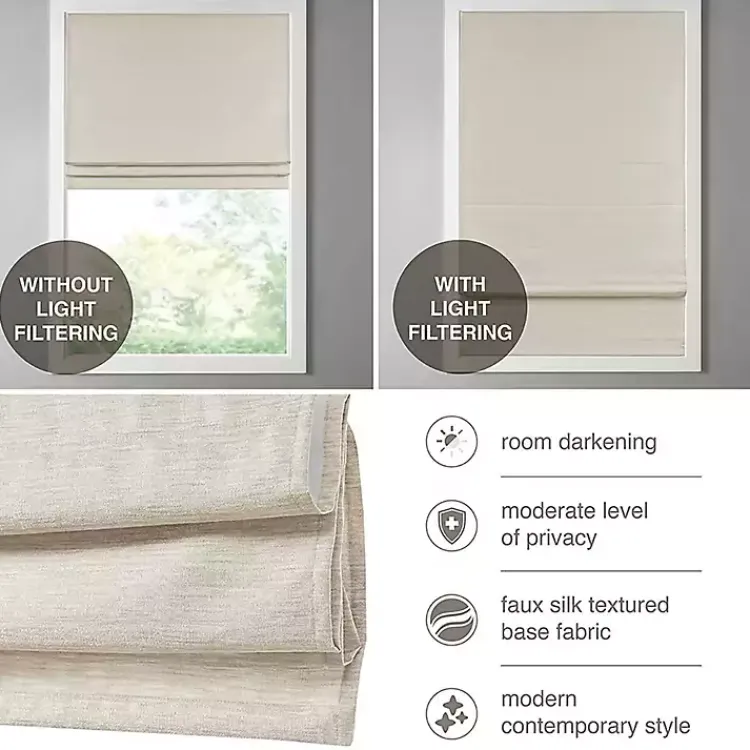 Kirklands Home Curtains & Drapes|Faux Silk Room Darkening Roman Shade, 31 in. Tan