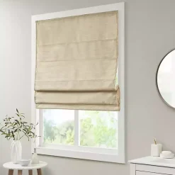 Kirklands Home Curtains & Drapes|Faux Silk Room Darkening Roman Shade, 35 in. Tan