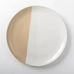 Kirklands Home Dinnerware|Tan Half Dipped Reactive Dinner Plate