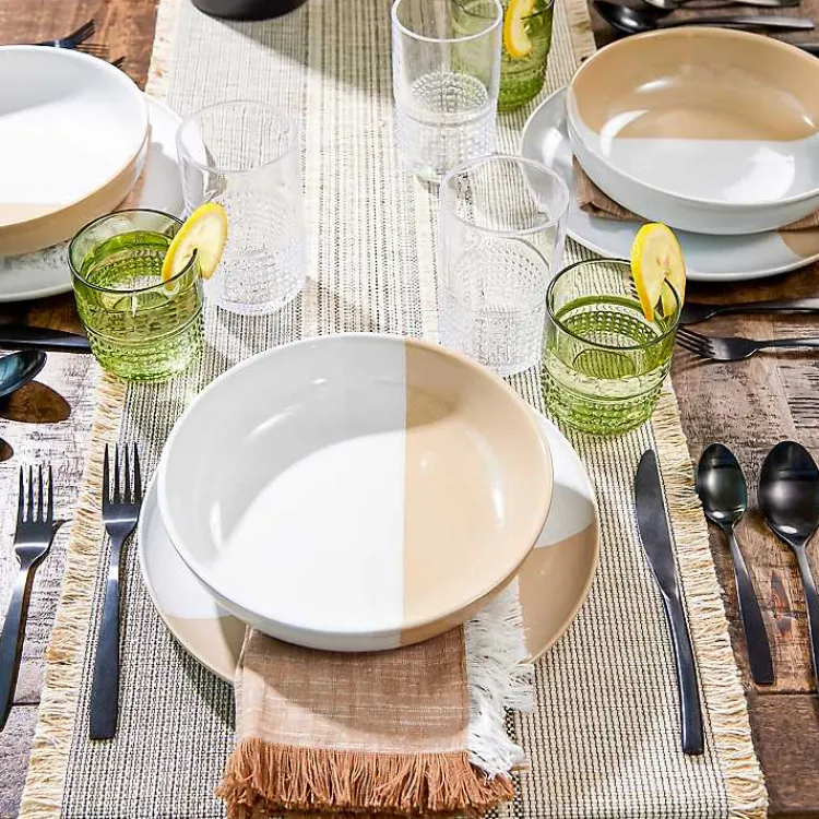 Kirklands Home Dinnerware|Tan Half Dipped Reactive Dinner Plate