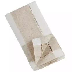 Kirklands Home Table Linens|Tan Hemstitch Embroidered Lemon Napkins, Set of 4