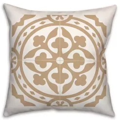 Kirklands Home Outdoor Cushions & Pillows|Tan Medallion Tile Indoor/Outdoor Pillow