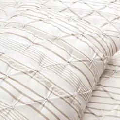 Kirklands Home Comforters|Tan Pintuck Stripe Full/Queen 5-pc. Comforter Set