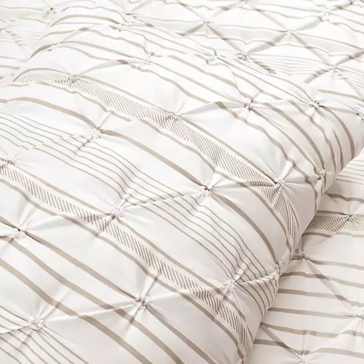 Kirklands Home Comforters|Tan Pintuck Stripe Full/Queen 5-pc. Comforter Set