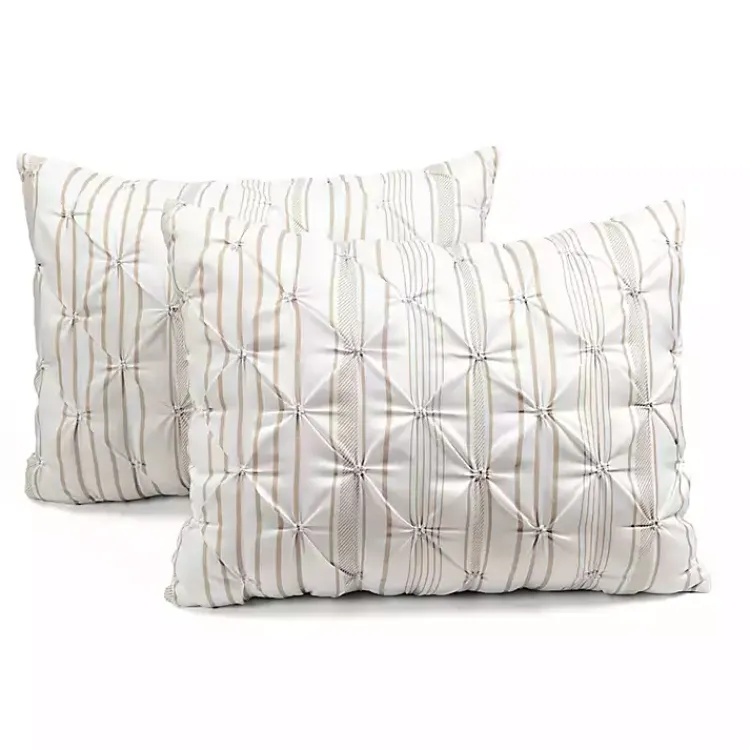 Kirklands Home Comforters|Tan Pintuck Stripe King 5-pc. Comforter Set