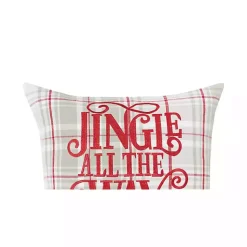 Clearance Tan Plaid Jingle All The Way Throw Pillow Christmas Pillows