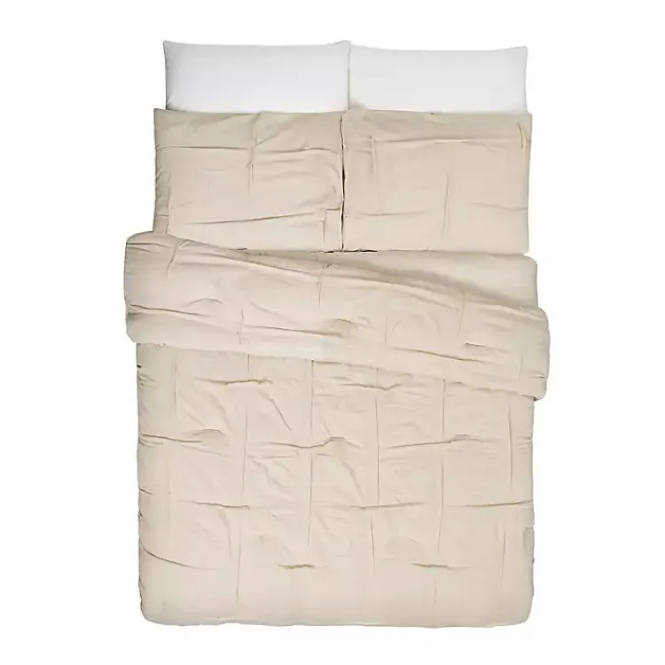 Kirklands Home Comforters|Riley Pleated 3-pc. Full/Queen Comforter Set Tan