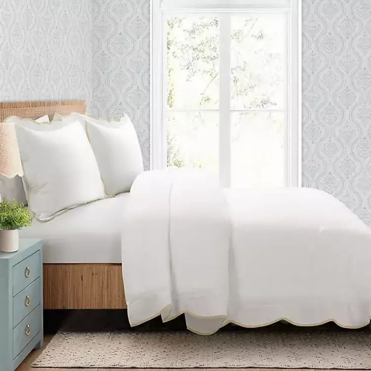 Kirklands Home Comforters|Tan Scalloped Edge 3-pc. Full/Queen Comforter Set