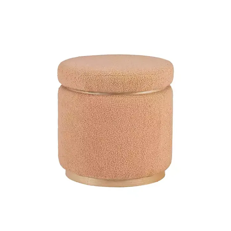Kirklands Home Benches & Ottomans|Sherpa Upholstered Storage Ottoman Tan