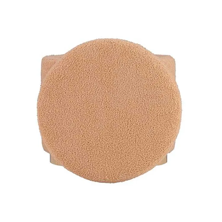 Kirklands Home Benches & Ottomans|Sherpa Upholstered Storage Ottoman Tan