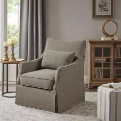 Kirklands Home Accent Chairs|Skirted Swivel Martha Stewart Accent Chair Tan
