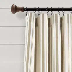 Kirklands Home Curtains & Drapes|Stripe Farmhouse Curtain Panel Set, 95 in. Tan