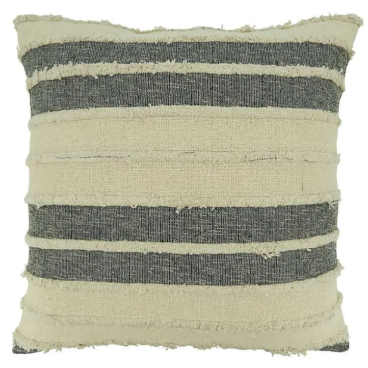 Tan Striped Tufted Throw Pillow Pillows