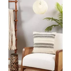 Tan Striped Tufted Throw Pillow Pillows