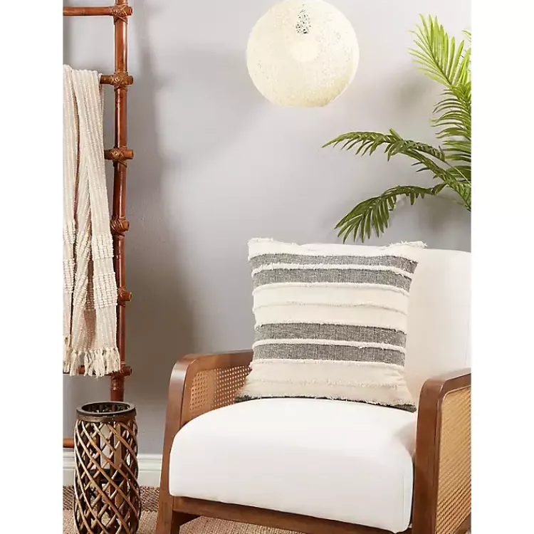 Tan Striped Tufted Throw Pillow Pillows