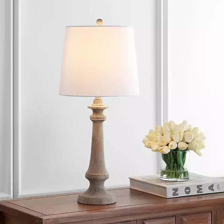 Kirklands Home Table Lamps|Tan Tapered Column Rhett Table Lamp White