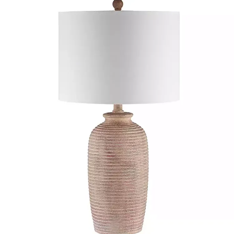 Kirklands Home Table Lamps|Tan Textured Kensin Table Lamp White