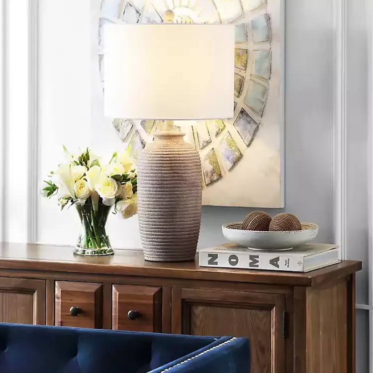 Kirklands Home Table Lamps|Tan Textured Kensin Table Lamp White