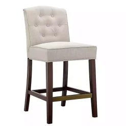 Kirklands Home Bar Stools & Counter Height Stools|Tufted Upholstered Wood Counter Stool Tan