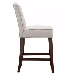 Kirklands Home Bar Stools & Counter Height Stools|Tufted Upholstered Wood Counter Stool Tan