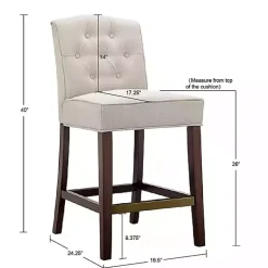 Kirklands Home Bar Stools & Counter Height Stools|Tufted Upholstered Wood Counter Stool Tan