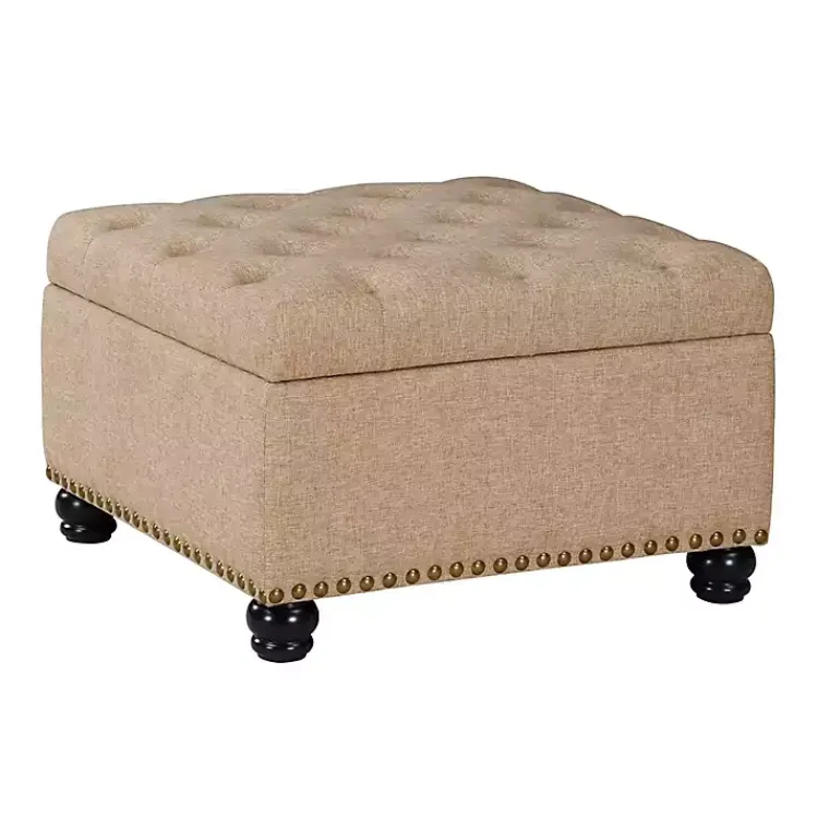 Kirklands Home Benches & Ottomans|Upholstered Ava Coffee Table Ottoman Tan