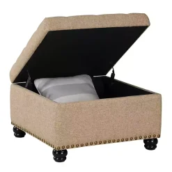 Kirklands Home Benches & Ottomans|Upholstered Ava Coffee Table Ottoman Tan