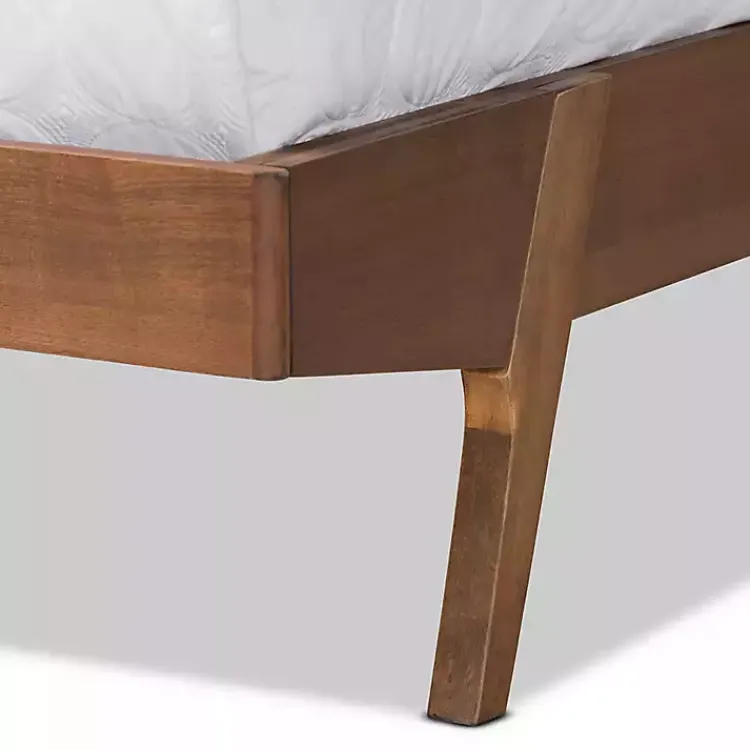 Kirklands Home Beds & Headboards|Tan Upholstered Brown Wood Queen Platform Bed