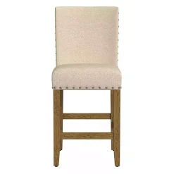 Kirklands Home Bar Stools & Counter Height Stools|Upholstered Nailhead Trim Counter Stool Tan