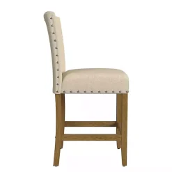 Kirklands Home Bar Stools & Counter Height Stools|Upholstered Nailhead Trim Counter Stool Tan