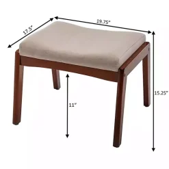 Kirklands Home Benches & Ottomans|Upholstered Natasha Ottoman Stool Tan
