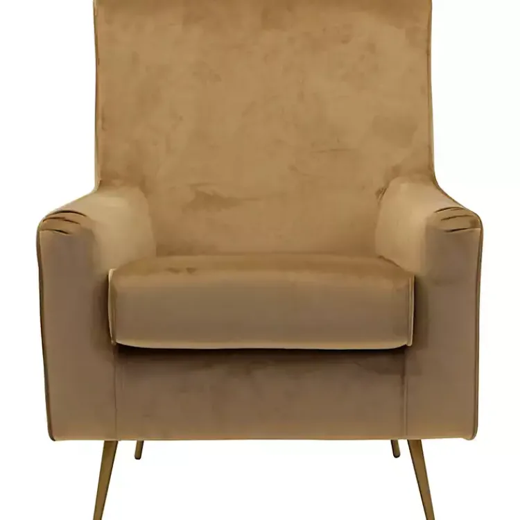Kirklands Home Accent Chairs|Velvet Lana Accent Chair Tan