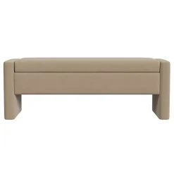 Kirklands Home Benches & Ottomans|Velvet Upholstered Modern Storage Bench Tan