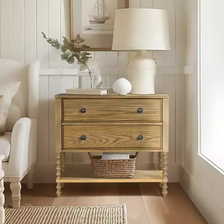 Kirklands Home Cabinets & Sideboards|Wood Turned Legs 2-Drawer Chest Tan