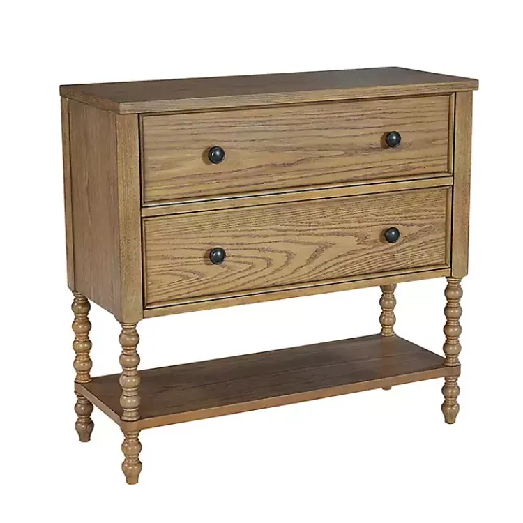 Kirklands Home Cabinets & Sideboards|Wood Turned Legs 2-Drawer Chest Tan