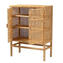 Kirklands Home Cabinets & Sideboards|Woven Rat and Wood Cabinet Tan