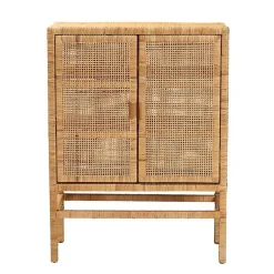 Kirklands Home Cabinets & Sideboards|Woven Rat and Wood Cabinet Tan